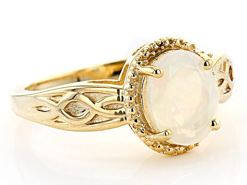0.85ct Oval Ethiopian Opal 18K Yellow Gold Over Sterling Silver Ring - Size 10