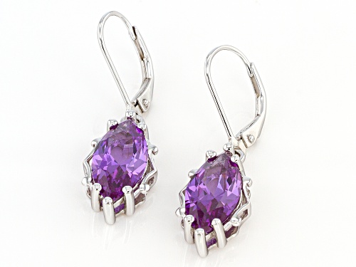 6.80ctw Marquise Purple Lab Created Color Change Sapphire Rhodium Over Sterling Silver Earrings