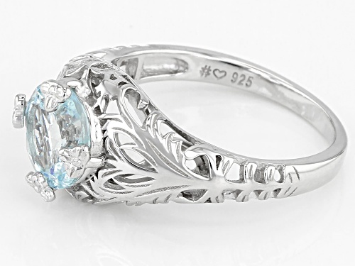 1.56ct round aquamarine rhodium over sterling silver solitaire ring - Size 9