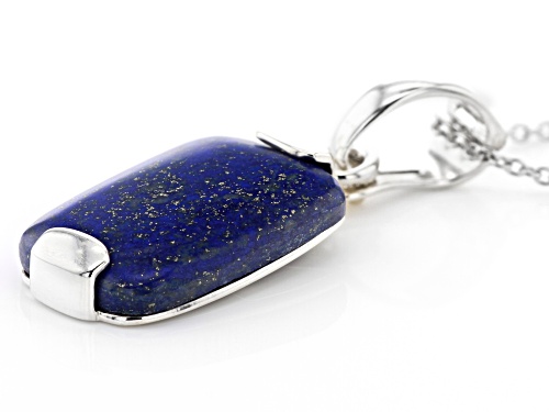 23x16MM cushion cabochon Lapis Lazuli Rhodium Over Sterling Silver Enhancer With Chain