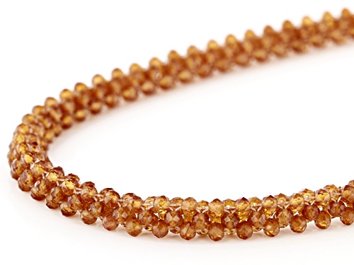 2.5-3mm Round Woven Hessonite Bead Rhodium Over Sterling Silver Necklace - Size 18
