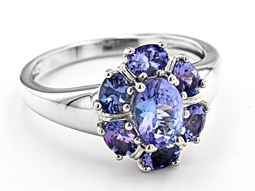 1.41ctw Oval Tanzanite Rhodium Over Sterling Silver Ring - Size 8