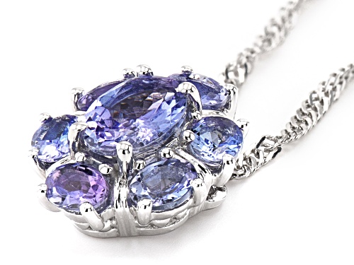1.51ctw Oval Tanzanite Rhodium Over Sterling Silver Pendant With Chain