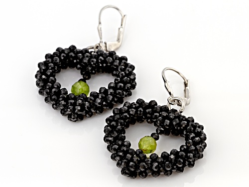2-3mm Spinel With 2.5ctw Manchurian Peridot ™ Rhodium Over Sterling Silver Dangle Earrings