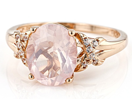 2.83ct Rose Quartz With 0.10ctw White Zircon 18k Rose Gold Over Sterling Silver Ring. - Size 9