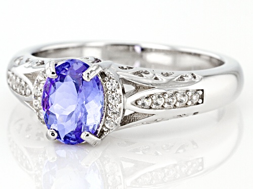 0.89ct Tanzanite With 0.18ctw White Zircon Rhodium Over Sterling Silver Ring - Size 9