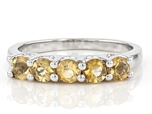 0.68ctw Round Citrine Rhodium Over Sterling Silver Ring - Size 8