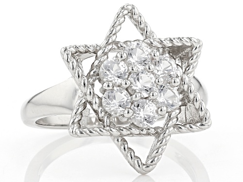 0.71ctw Round Lab Created White Sapphire Rhodium Over Sterling Silver Star Ring - Size 8