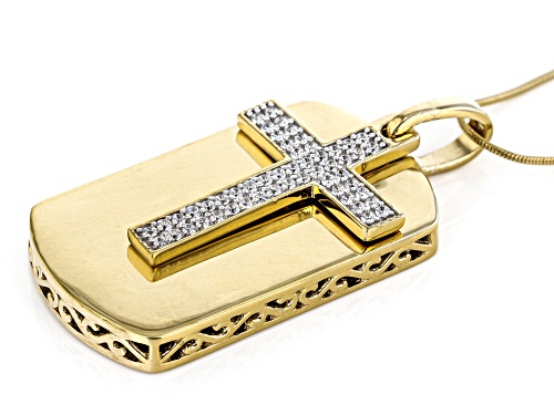 Koadon® Bella Luce® Diamond Simulant Eterno™ Yellow Gold Over Silver Dog Tag Pendant W/ Chain