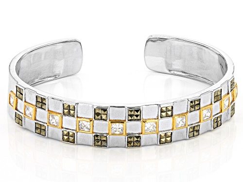 Koadon® Bella Luce® 6.38ctw Rhodium & Eterno™ 18k Yellow Gold Over Silver Checkmate Bangle