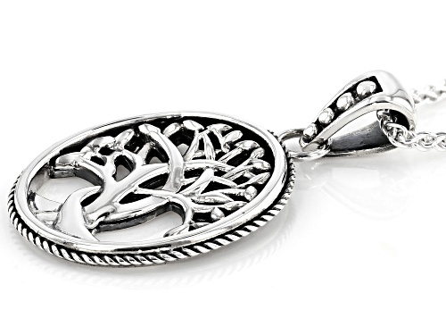 Keith Jack™ Sterling Silver Tree of Life Pendant with 18 Inch Wheat Chain