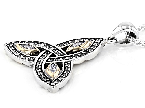 Keith Jack™ White Cubic Zirconia Sterling Silver & 10K Yellow Gold Trinity Pendant with Wheat Chain