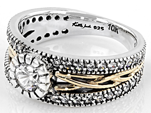 Keith Jack White Cubic Zirconia Sterling Silver and 10K Yellow Gold Brave Heart Ring - Size 11