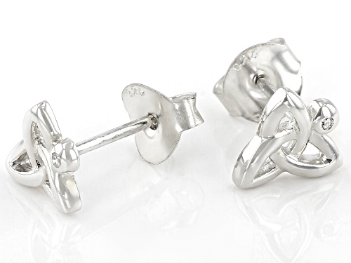 Keith Jack Sterling Silver with 1MM Diamond Trinity Post Earrings