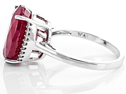 7.00ct Oval Mahaleo® Ruby And .11ctw Round White Zircon 10k White Gold Ring - Size 8