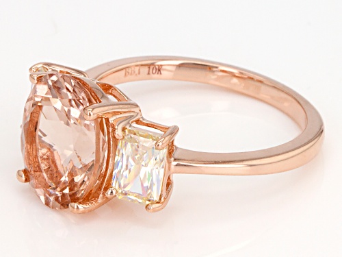 2.81ct Cor-De-Rosa Morganite™ w/ 1.29ctw  Fabulite Strontium Titanate 10k Rose Gold Ring - Size 9