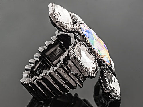 Katy Richards ™ Iridescent Crystal Gunmetal Tone Stretch Ring