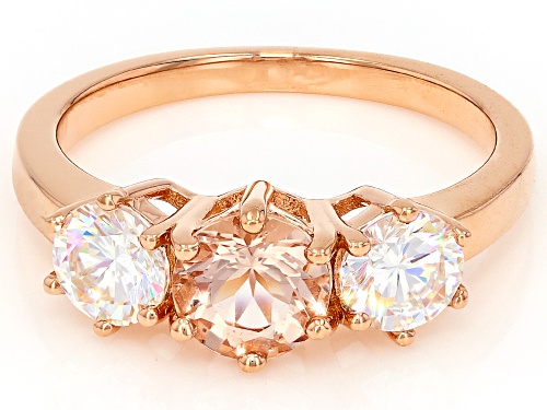 0.65ct Morganite With 1.39ctw Strontium Titanate 18k Rose Gold Over Sterling Silver Ring - Size 10
