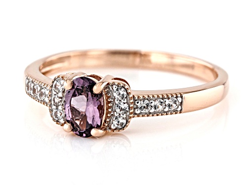 0.42ct Purple Spinel With 0.11ctw White Zircon 10k Rose Gold Ring - Size 9
