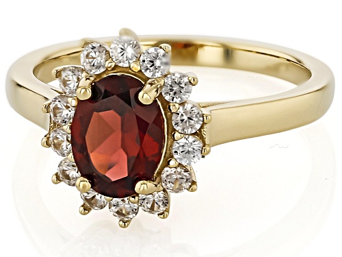 1.16ct Vermelho Garnet™ With 0.60ctw White Zircon 18k Yellow Gold Over Sterling Silver Ring - Size 10