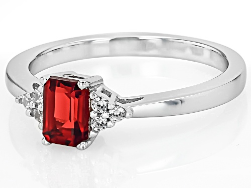 .62ct Rectangular Octagonal Vermelho Garnet™ With .10ctw White Zircon Rhodium Over Silver Ring - Size 6