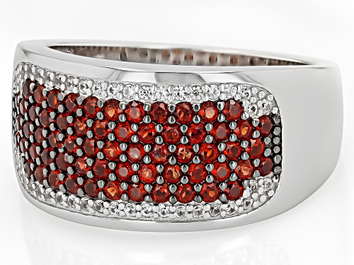 1.61ctw Round Vermelho Garnet™ With .29ctw White Zircon Rhodium Over Silver Band Ring - Size 6