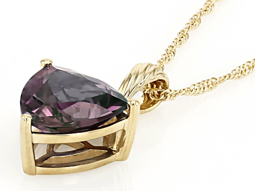 2.50ct Lab Created Alexandrite With 0.02ctw White Diamond 10k Yellow Gold Pendant With Chain
