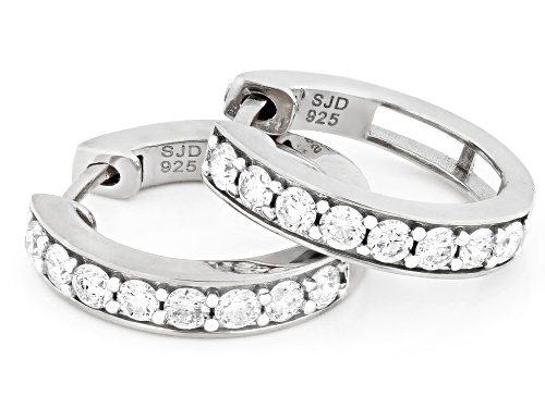 Prazana® Lab-Grown Diamonds 1.00ctw White Diamond Rhodium Over Sterling Silver Huggie Earrings, H SI