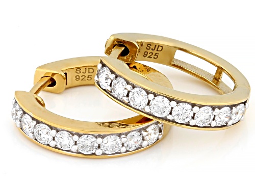 Prazana® Lab-Grown Diamonds 1.00ctw White Diamond 14k Yellow Gold Over Silver Huggie Earrings, H SI