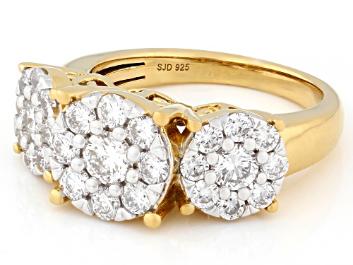 Prazana® Lab-Grown Diamonds 1.50ctw White Diamond 14k Yellow Gold Over Silver Cluster Ring, H SI - Size 8
