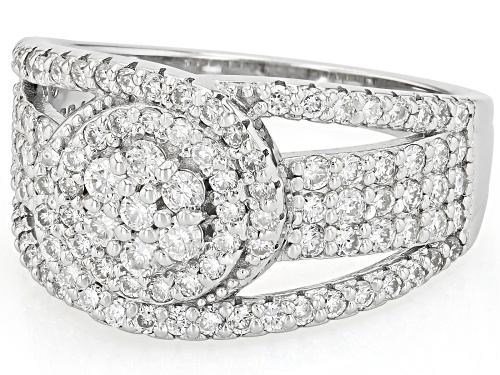 Prazana® Lab-Grown Diamonds 1.25ctw White Diamond Rhodium Over Sterling Silver Cluster Ring, H SI - Size 6