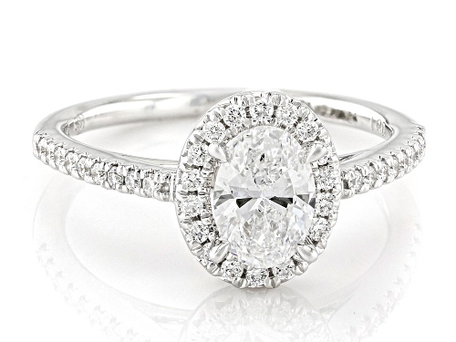 Prazana® Lab-Grown Diamonds 1.00ctw Oval And Round White Diamond 14K White Gold Halo Ring, F SI - Size 7
