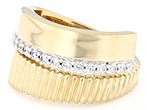 Prazana® Lab-Grown Diamonds 0.30ctw White Diamond 14k Yellow Gold Over Silver Bypass Ring, F-G SI - Size 7