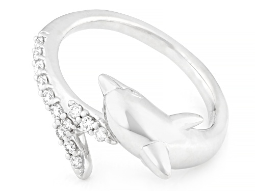 Prazana® Lab-Grown Diamonds 0.20ctw White Diamond Rhodium Over Sterling Silver Dolphin Ring, F-G SI - Size 8