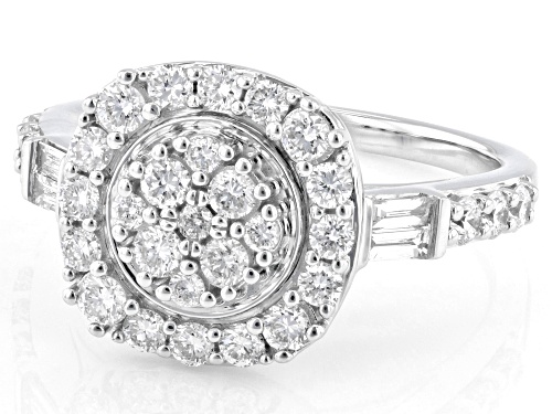 Prazana® Lab-Grown Diamonds 1.00ctw White Diamond Rhodium Over Sterling Silver Cluster Ring, F-G SI - Size 7