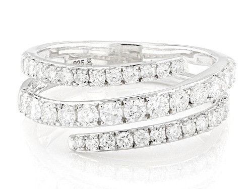 Prazana® Lab-Grown Diamonds 1.00ctw White Diamond Rhodium Over Silver Bypass Ring, H SI1 - Size 6