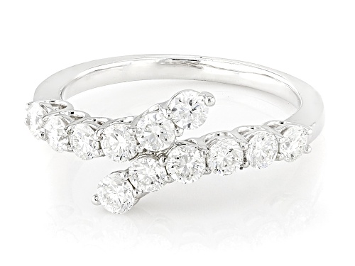 Prazana® Lab-Grown Diamonds 1.00ctw White Diamond Rhodium Over Silver Bypass Ring, H SI1 - Size 8