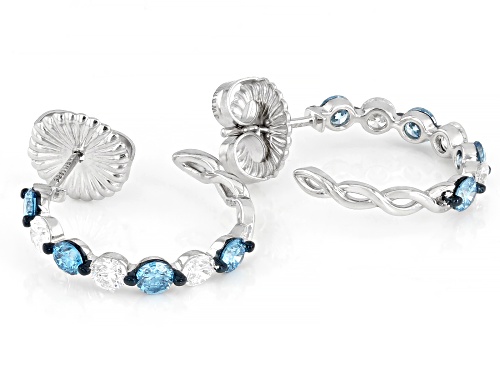 Prazana® Lab-Grown Diamonds 1.75ctw Blue and White Diamond Rhodium Over Silver Earrings, H SI1