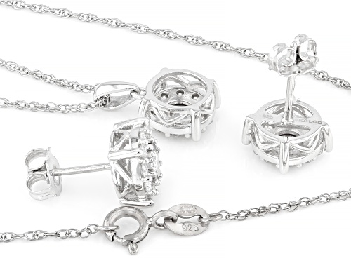 Prazana® Lab-Grown Diamonds 1.00ctw Diamond Rhodium Over Sterling Silver Pendant & Earring Set, H SI