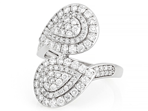 Prazana® Lab-Grown Diamonds 1.50ctw White Diamond Rhodium Over Sterling Silver Bypass Ring, H SI1 - Size 7