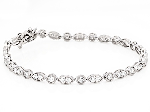 Prazana® Lab-Grown Diamonds 2.00ctw White Diamond Rhodium Over Sterling Silver Bracelet, H SI1 - Size 7