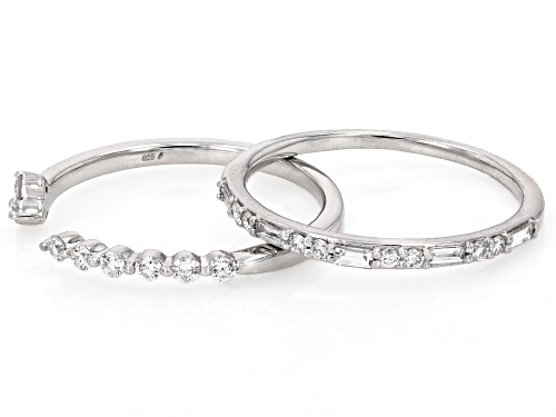 Prazana® Lab-Grown Diamonds 0.33ctw White Diamond Rhodium Over Sterling Silver Set of 2 Rings, H SI1 - Size 10