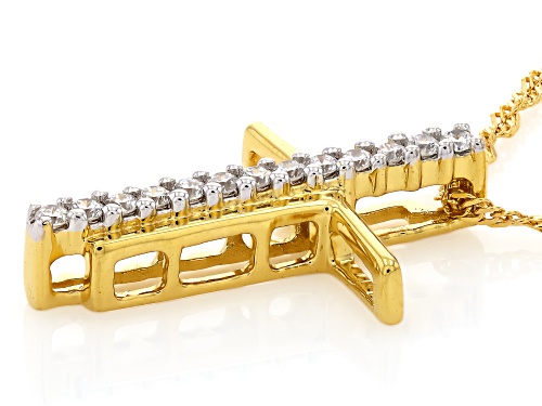 Prazana® Lab-Grown Diamonds 0.10ctw White Diamond 14K Yellow Gold Over Silver Cross Pendant, H SI
