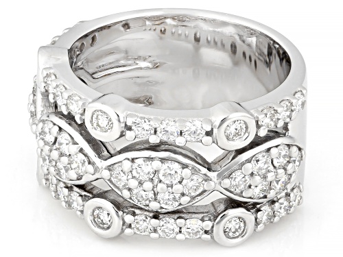 Prazana® Lab-Grown Diamonds 1.35ctw Round White Diamond Rhodium Over Sterling Silver Ring, G-H VS - Size 6