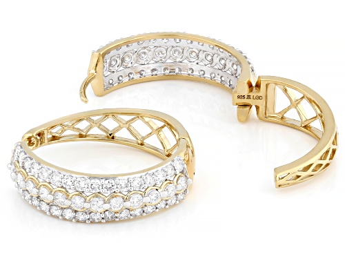 Prazana® Lab-Grown Diamonds 2.00ctw White Diamond 14K Yellow Gold Over Silver Hoop Earrings, H SI