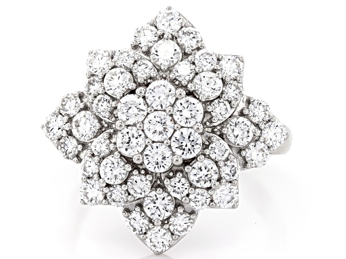 Prazana® Lab-Grown Diamonds 2.00ctw White Diamond Rhodium Over Sterling Silver Flower Ring, H SI - Size 7