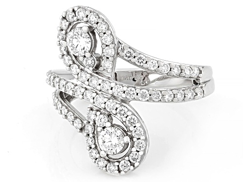 Prazana® Lab-Grown Diamonds 1.20ctw White Diamond Rhodium Over Sterling Silver Bypass Ring, G-H SI - Size 5