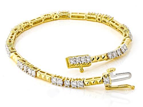 Prazana® Lab-Grown Diamonds 2.00ctw White Diamond 14K Yellow Gold Over Silver Bracelet, F-G SI - Size 7