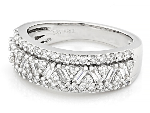 Prazana® Lab-Grown Diamonds 0.75ctw White Diamond Rhodium Over Sterling Silver Ring, F-G SI - Size 7