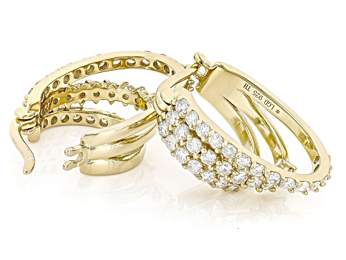 Prazana® Lab-Grown Diamonds 1.45ctw White Diamond 14K Yellow Gold Over Silver Hoop Earrings, H SI